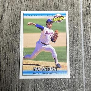 1992 Donruss Highlights Error Baseball Card # 154 NOLAN RYAN / ERROR RARE